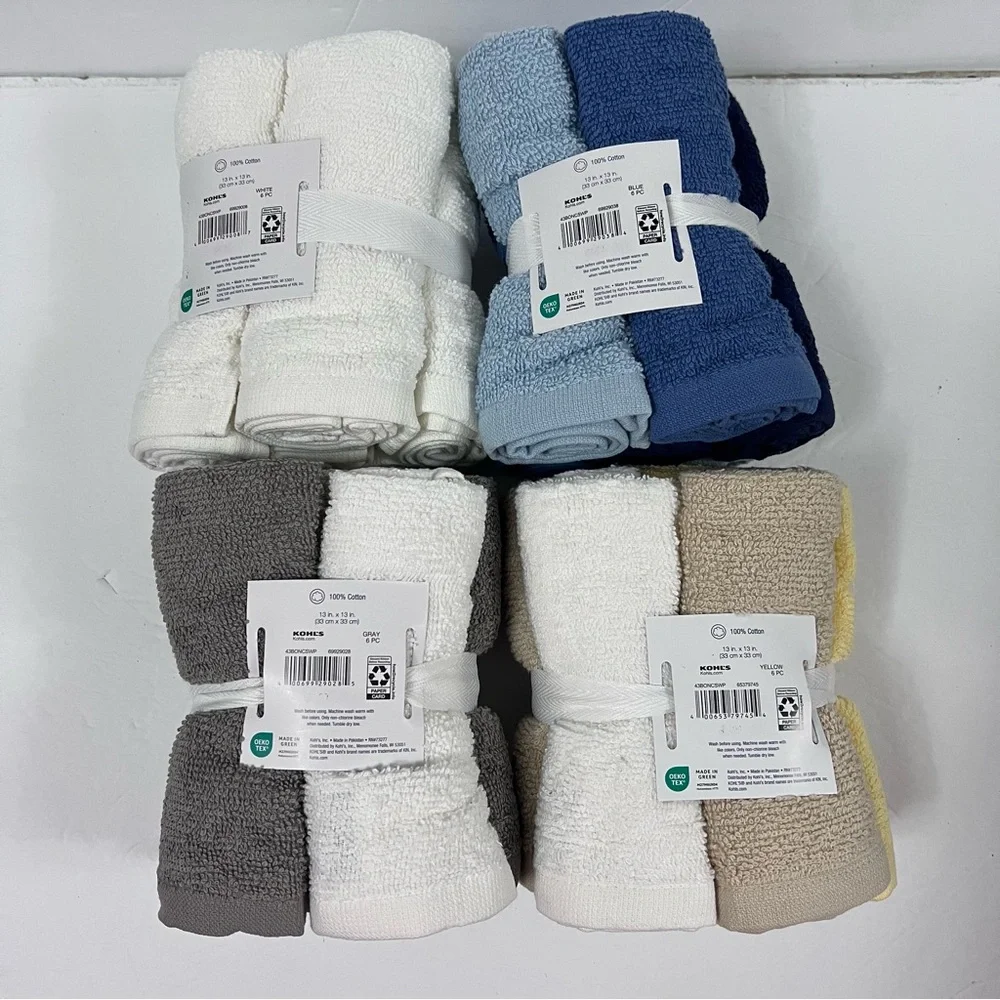 4 packs bundle the big one set Of 6 washcloths